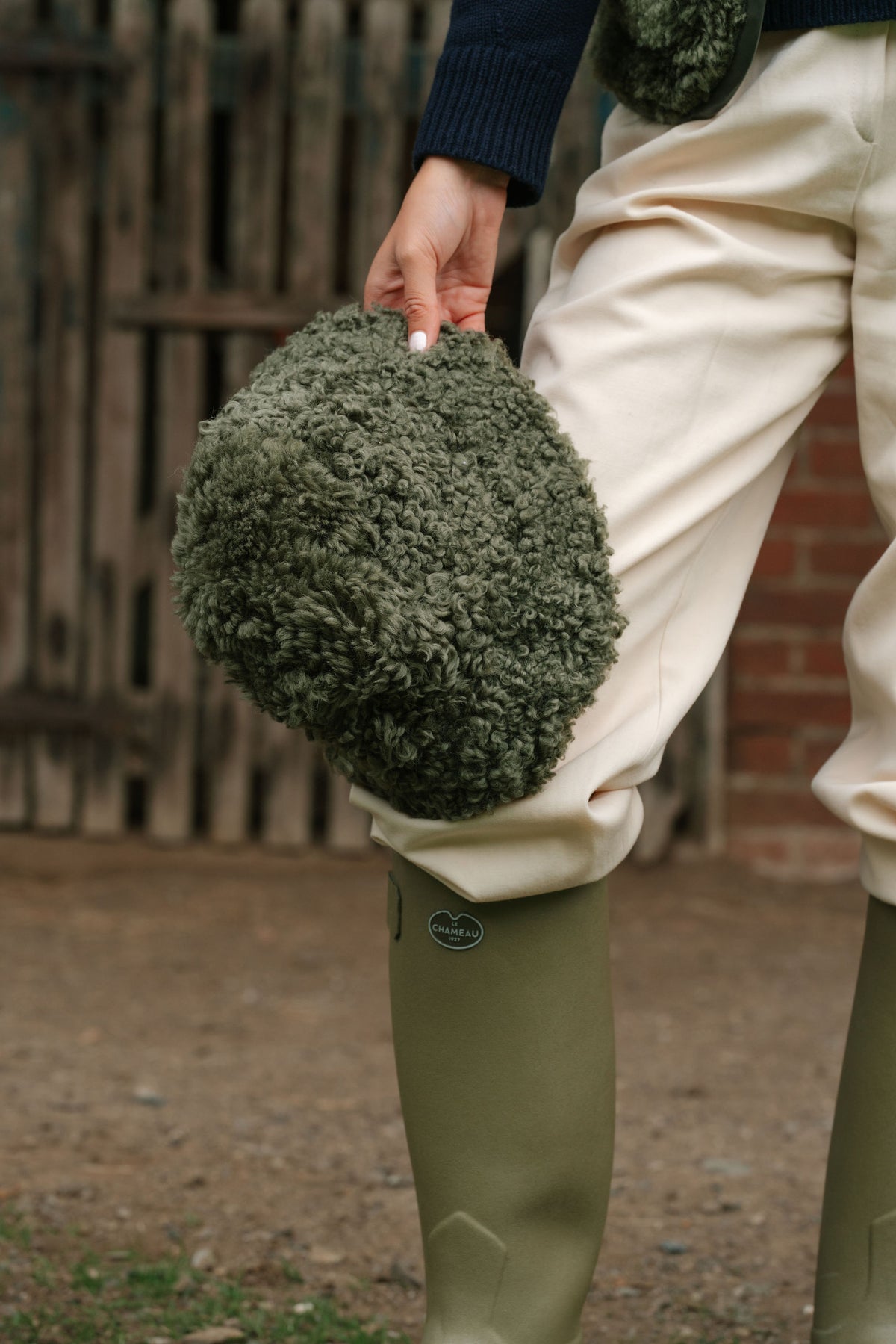 The Sheepskin Bucket Hat in Olive