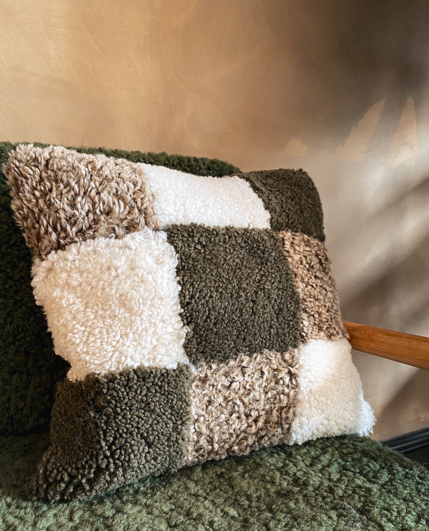 Patchwork Sheepskin Cushion