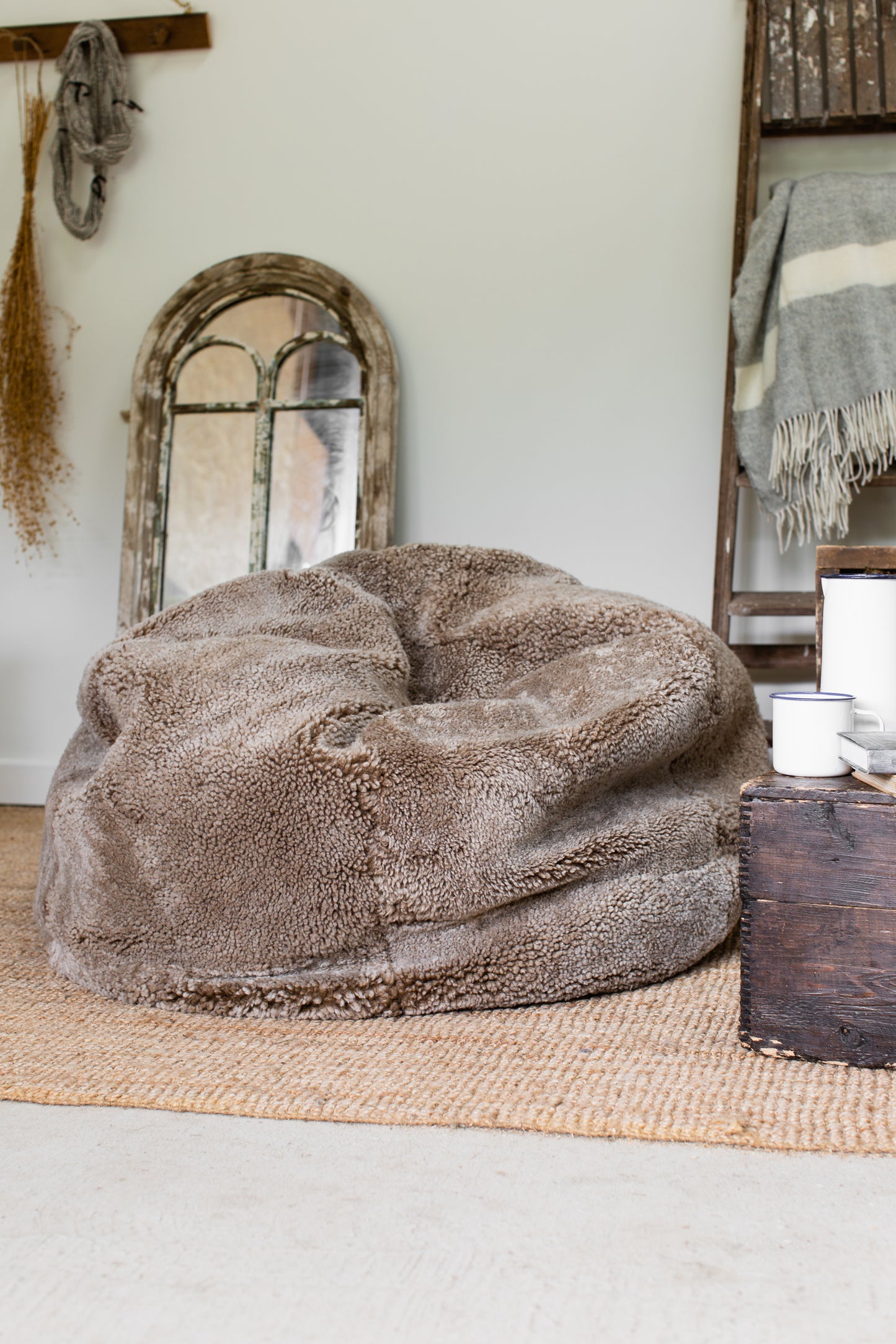 Giant Cropped Sheepskin Bean Bag
