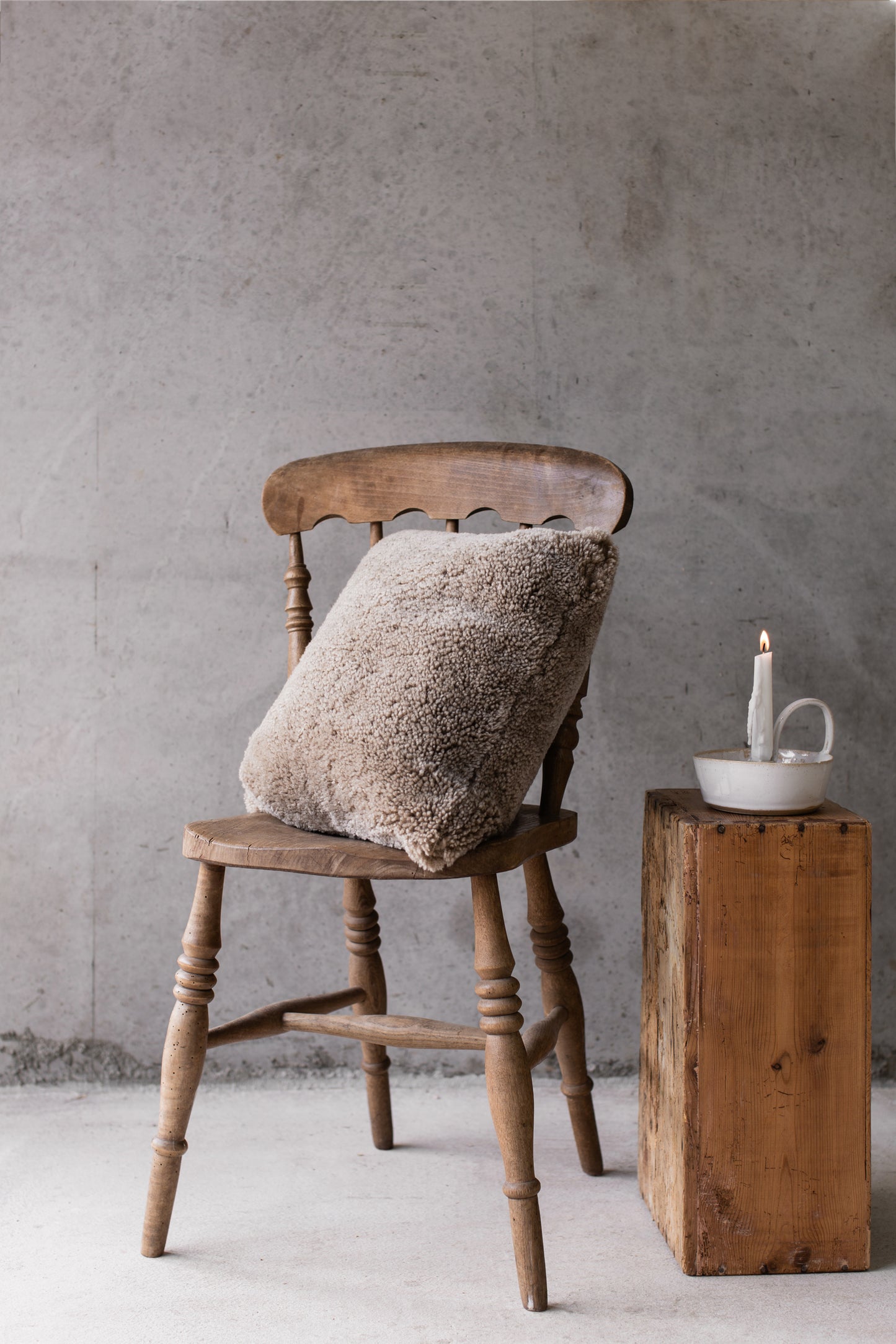 Brown Cropped Sheepskin Cushion