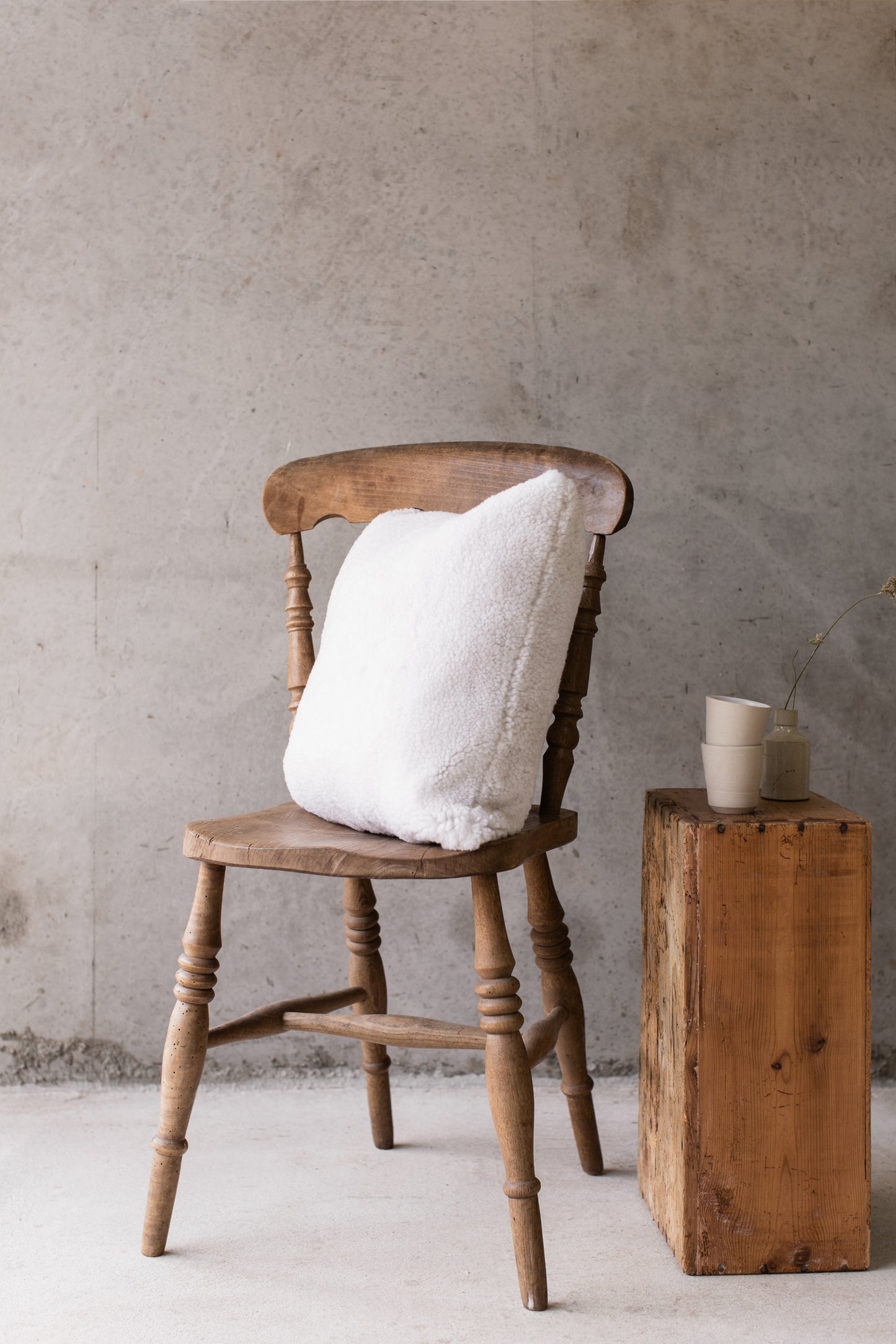 White Cropped Sheepskin Cushion