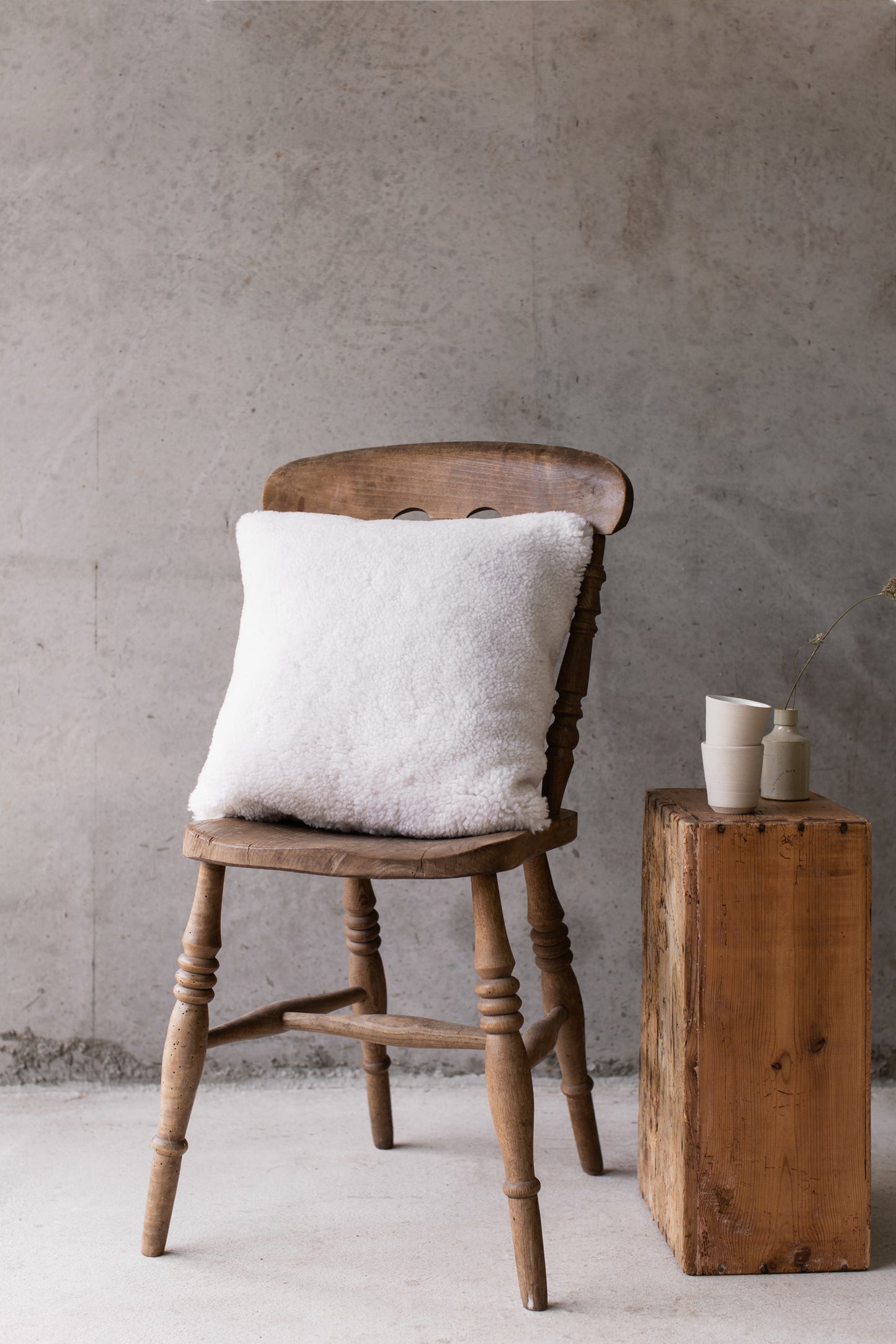 White Cropped Sheepskin Cushion
