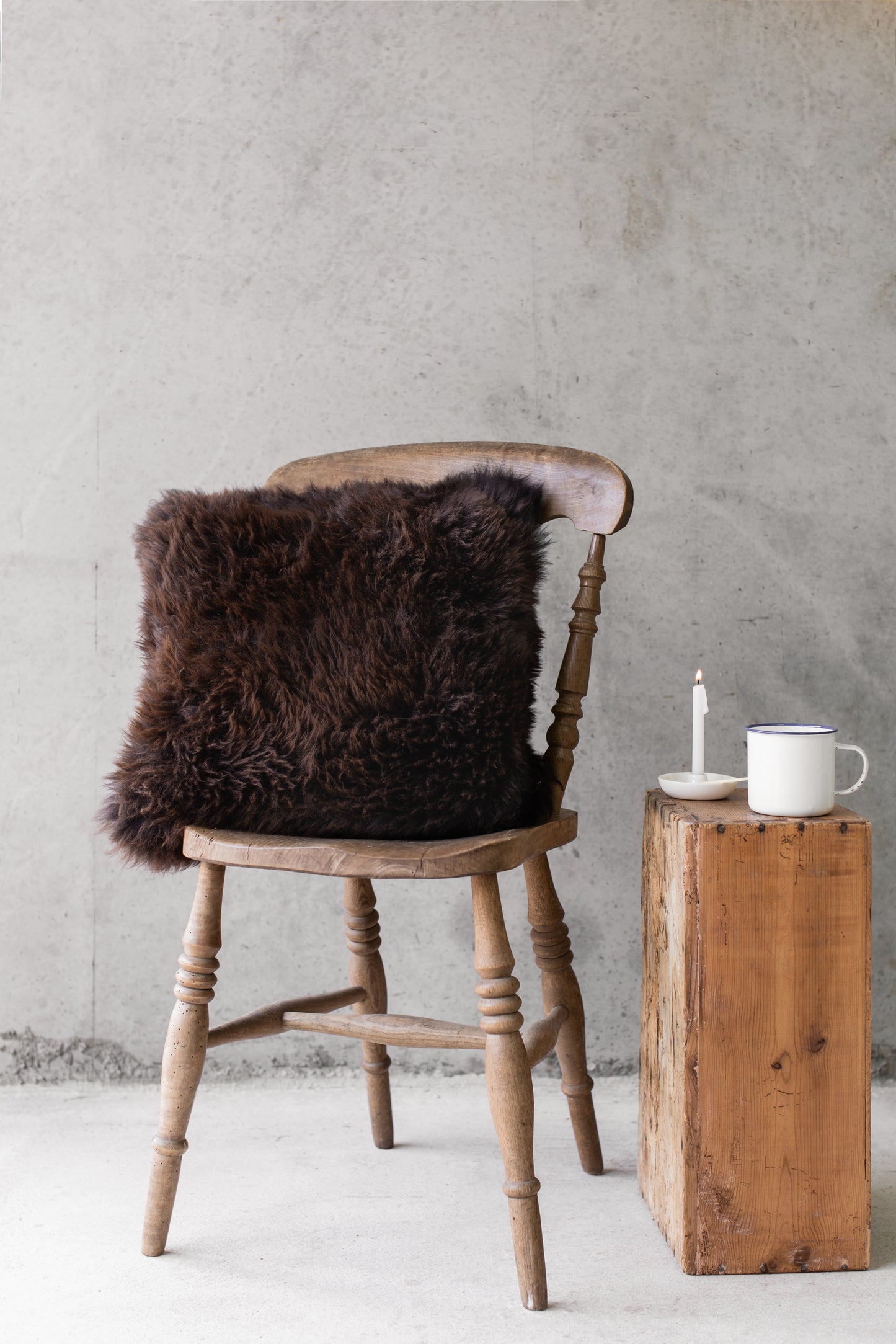 Brown Closewool Sheepskin Cushion