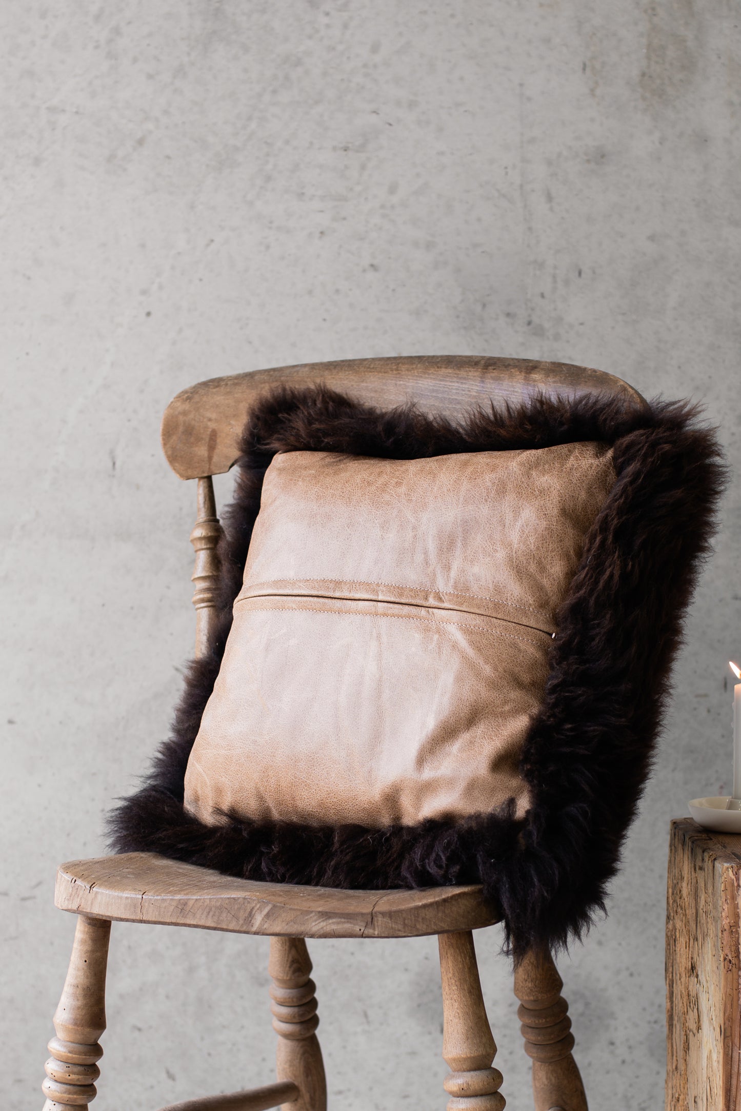 Brown Closewool Sheepskin Cushion