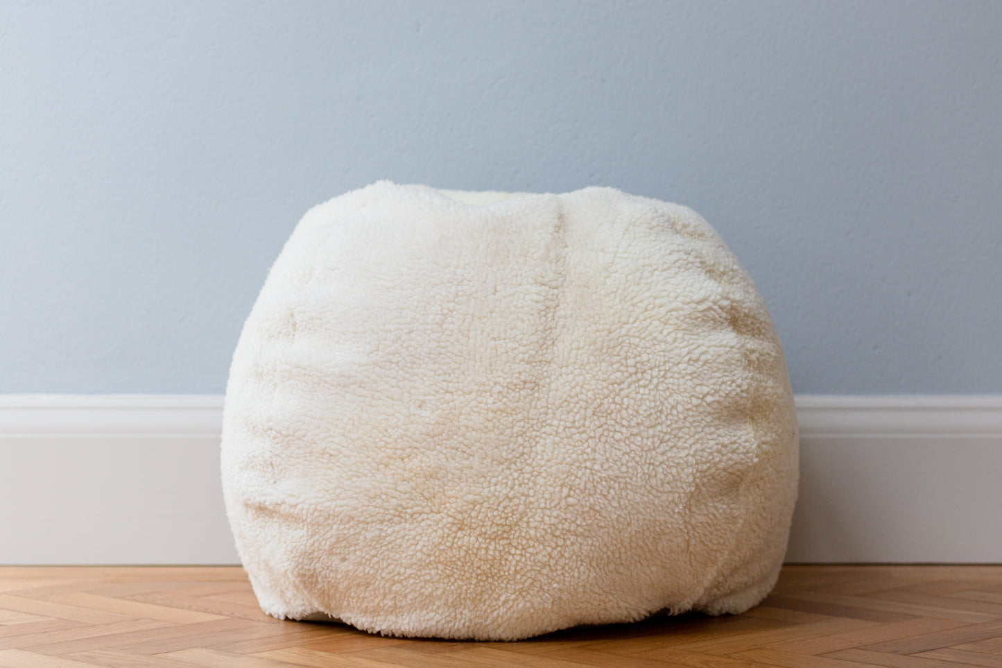 Cropped White Sheepskin Bean Bag