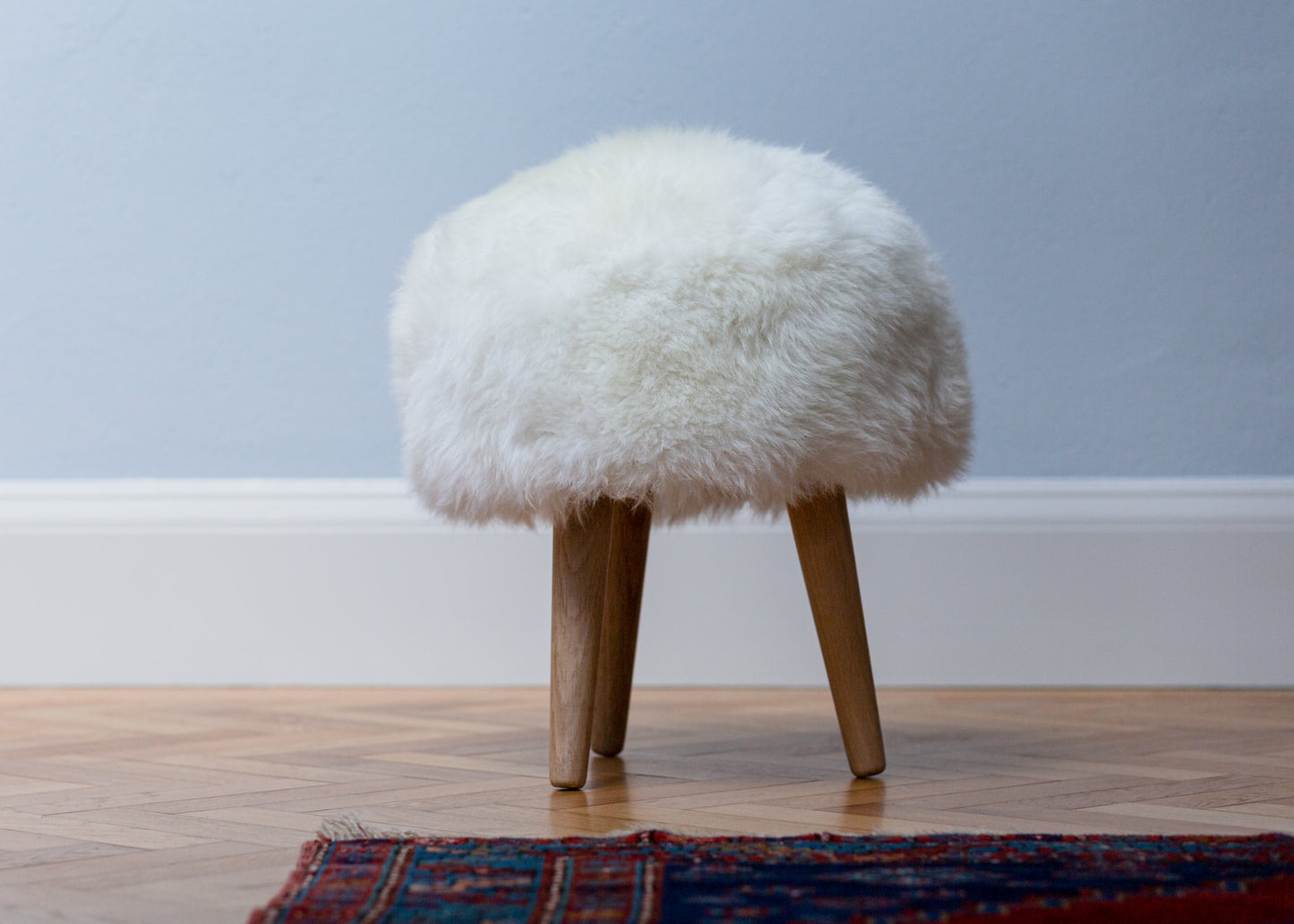 White Devon Closewool 3 Legged Stool
