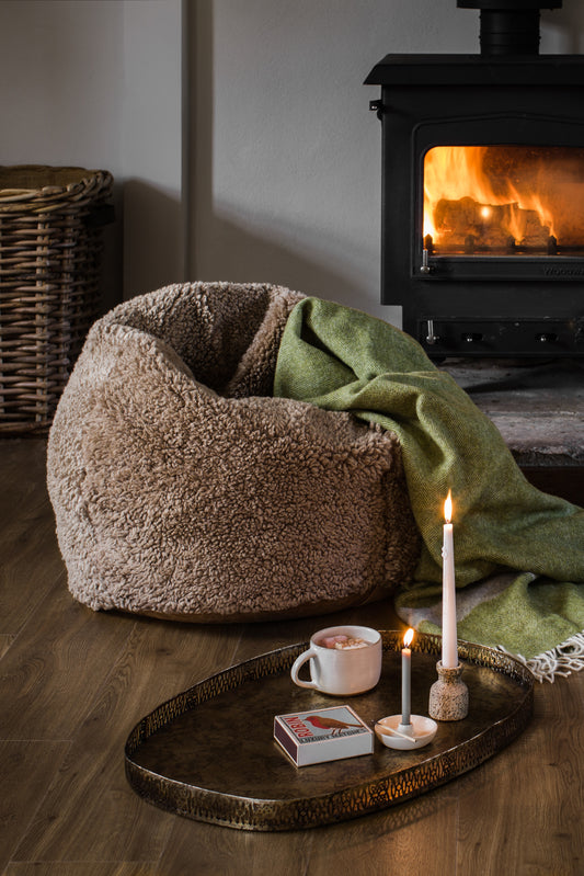 Cropped Brown Sheepskin Bean Bag