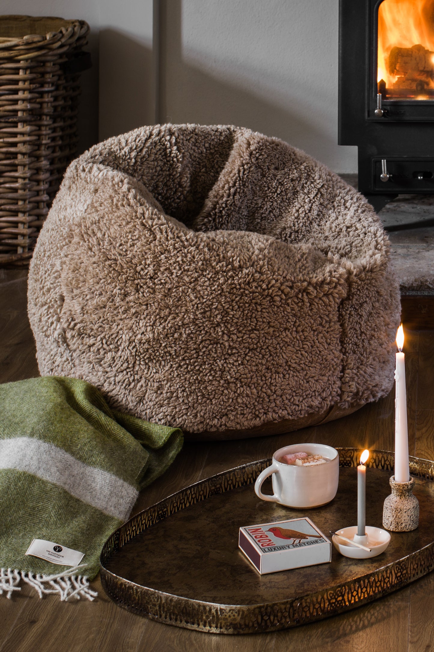 Cropped Brown Sheepskin Bean Bag