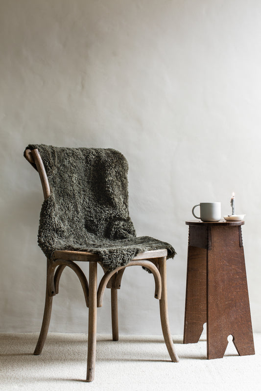 Olive Cropped Sheepskin Rug