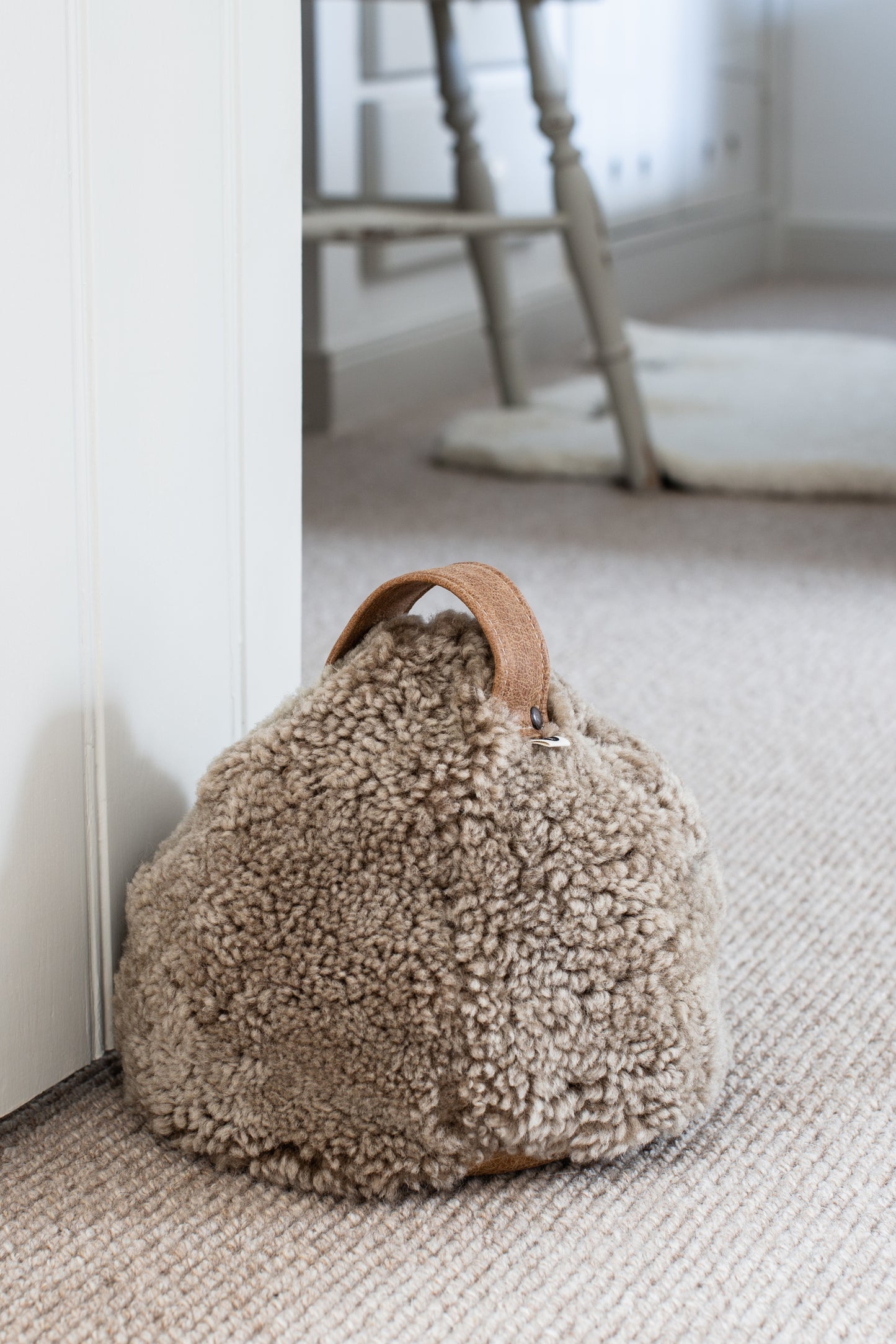 Cropped Sheepskin Doorstop Brown