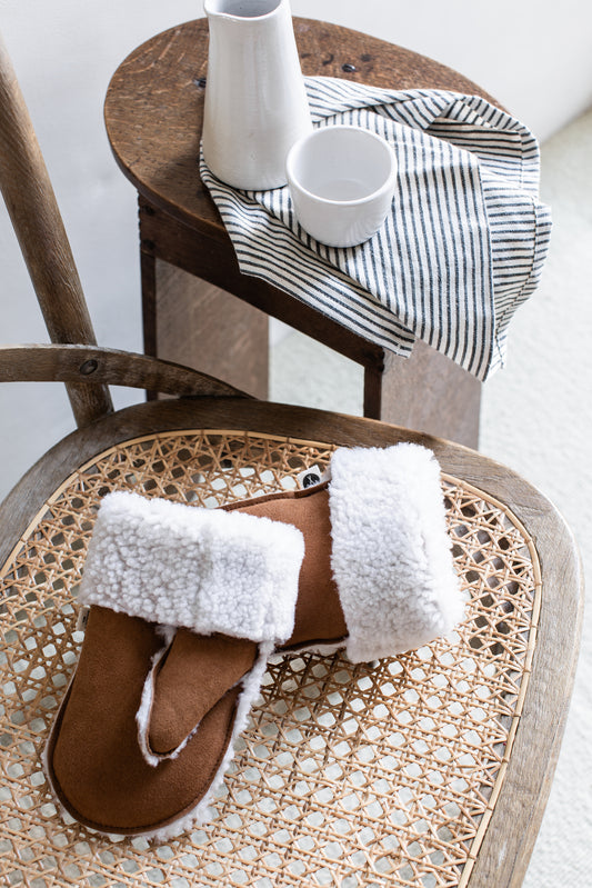 Sheepskin Mittens Tan & Olive