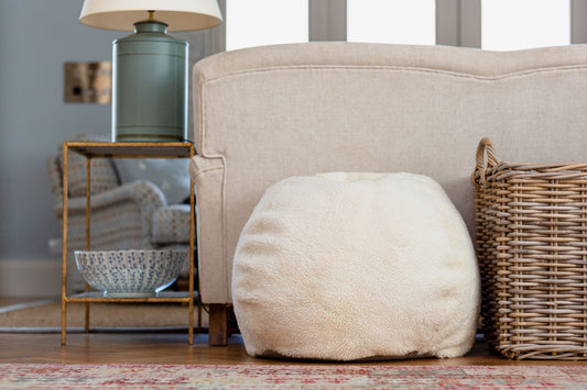 Cropped White Sheepskin Bean Bag