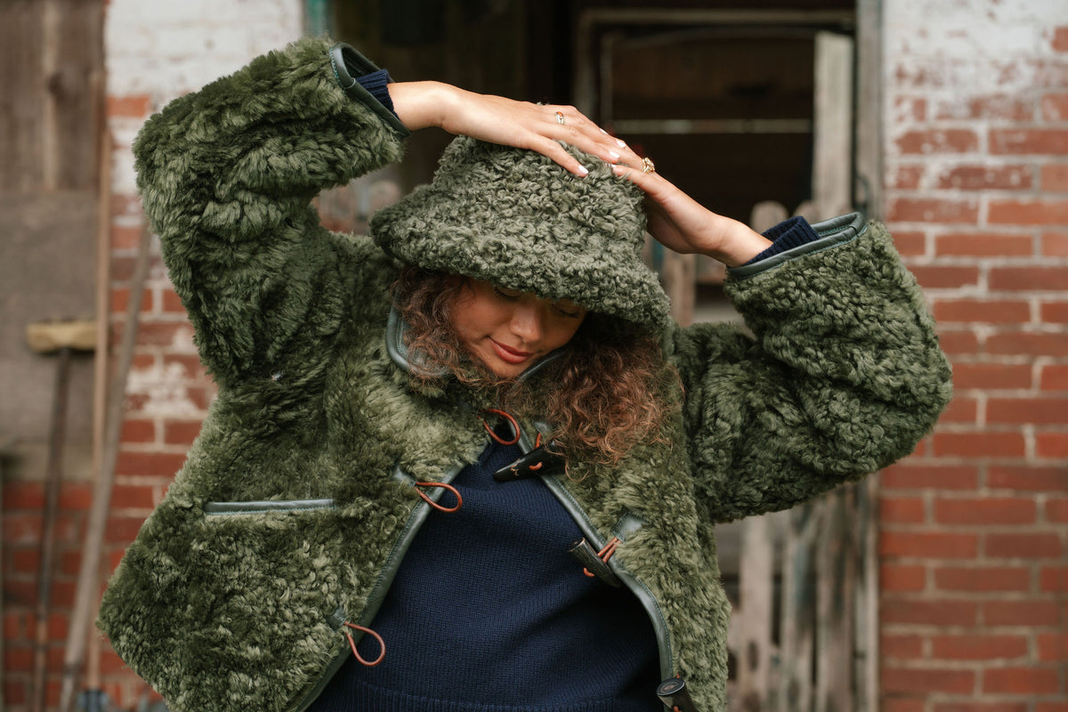 The Sheepskin Bucket Hat in Olive