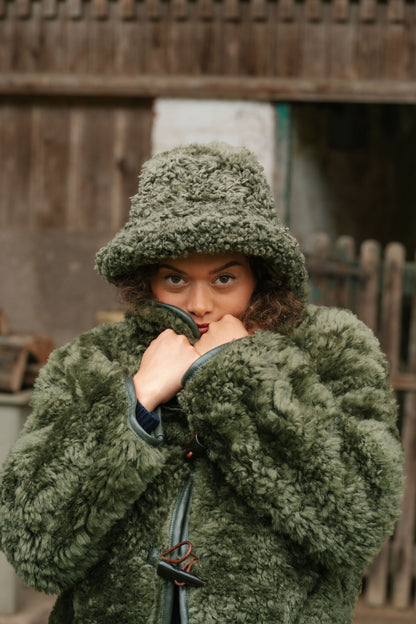 The Sheepskin Bucket Hat in Olive
