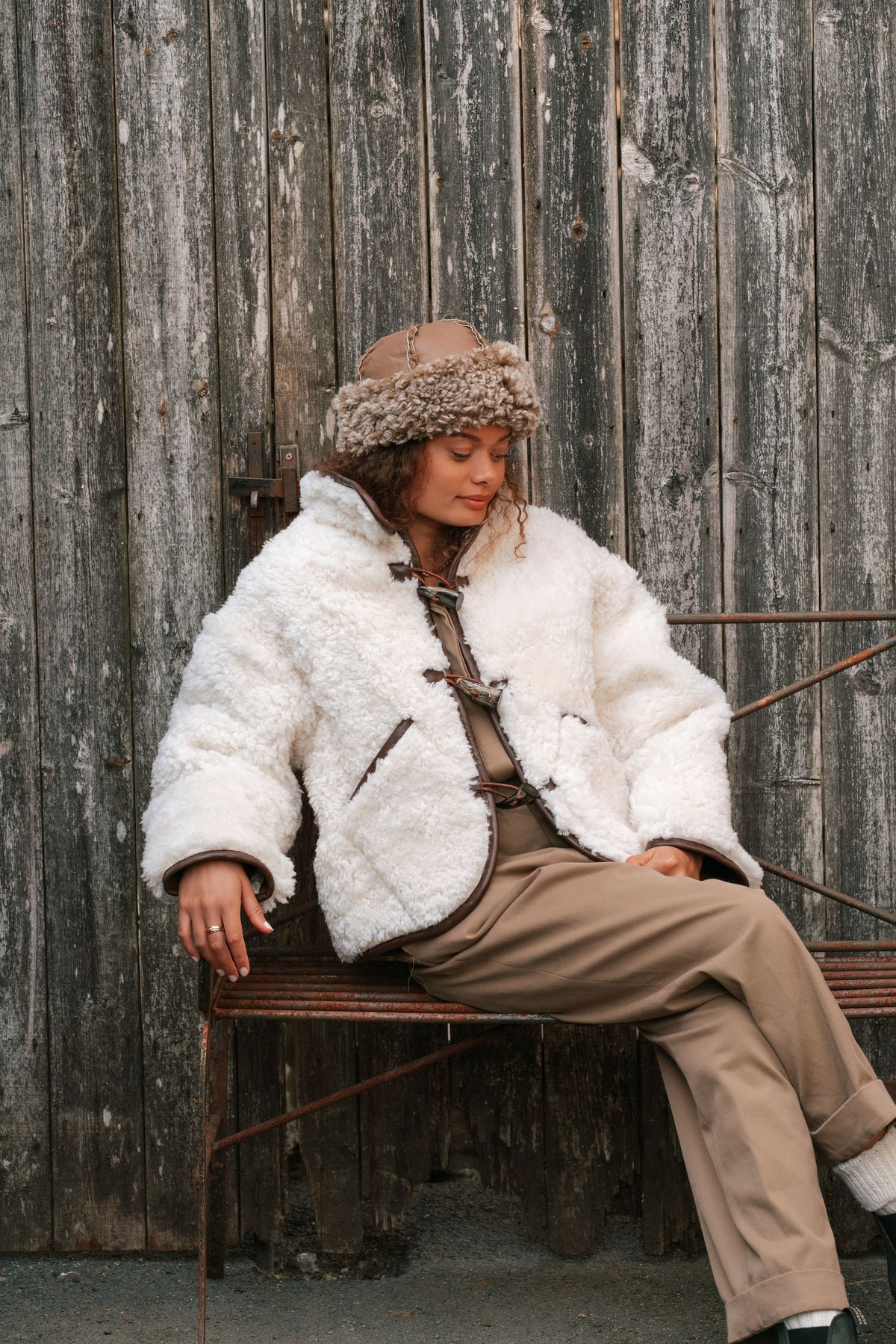 The Dartmoor Sheepskin Jacket in Cream