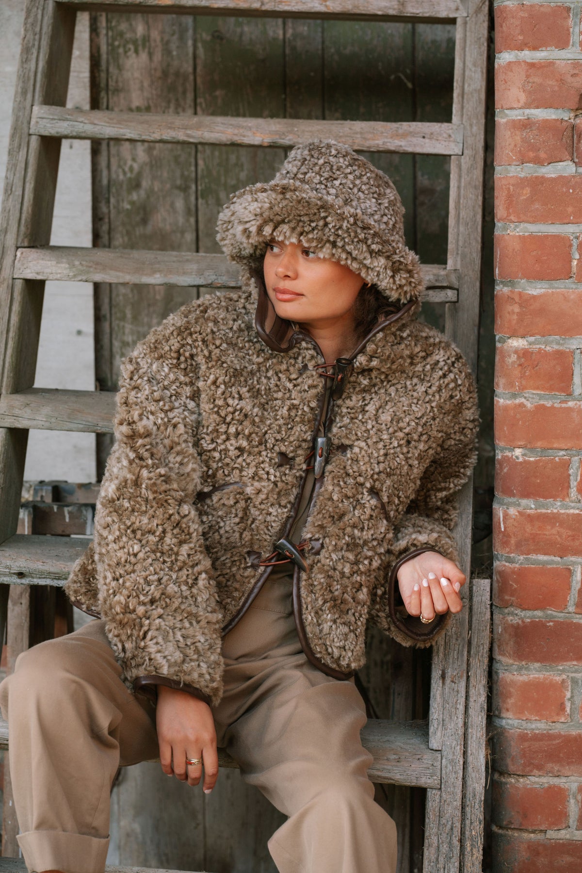 The Sheepskin Bucket Hat in Brown