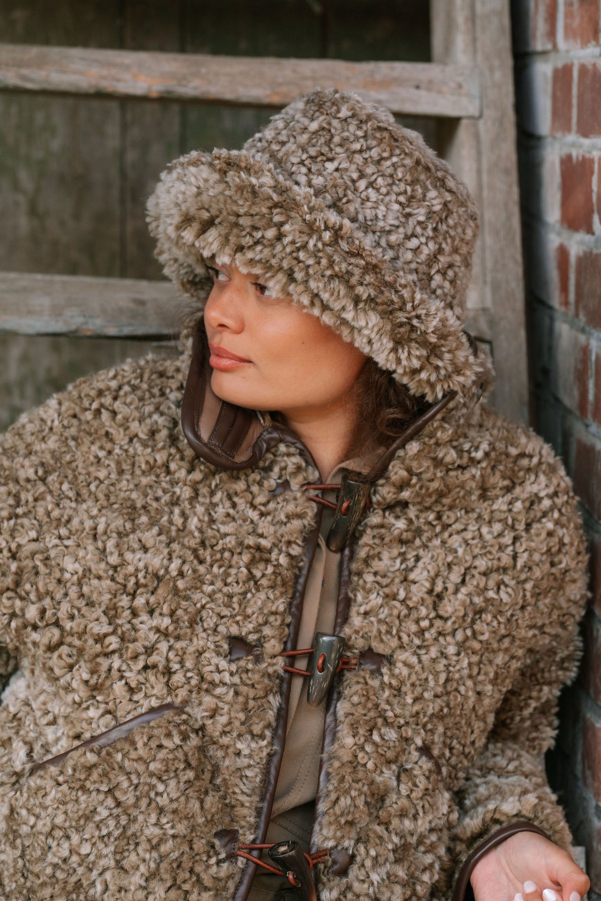 The Sheepskin Bucket Hat in Brown