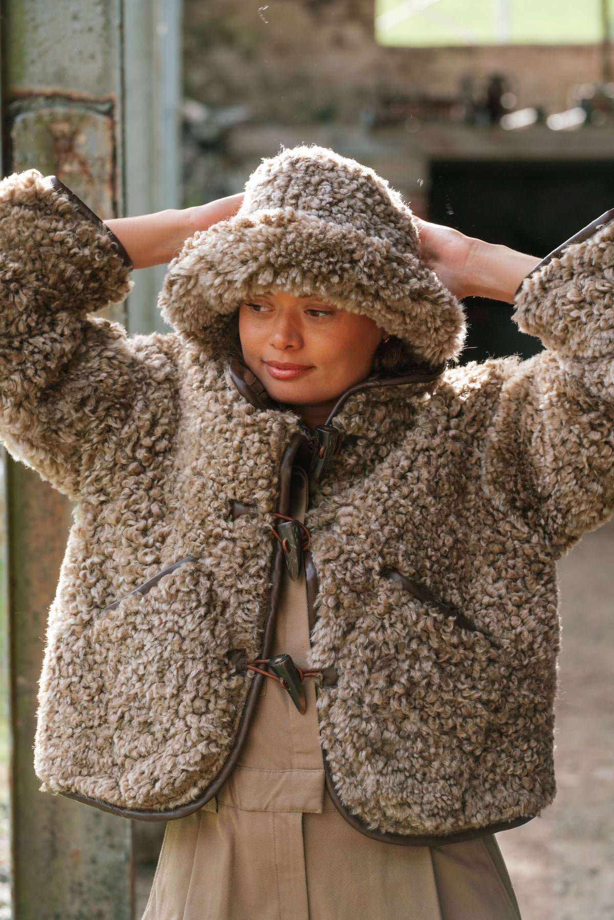 The Sheepskin Bucket Hat in Brown