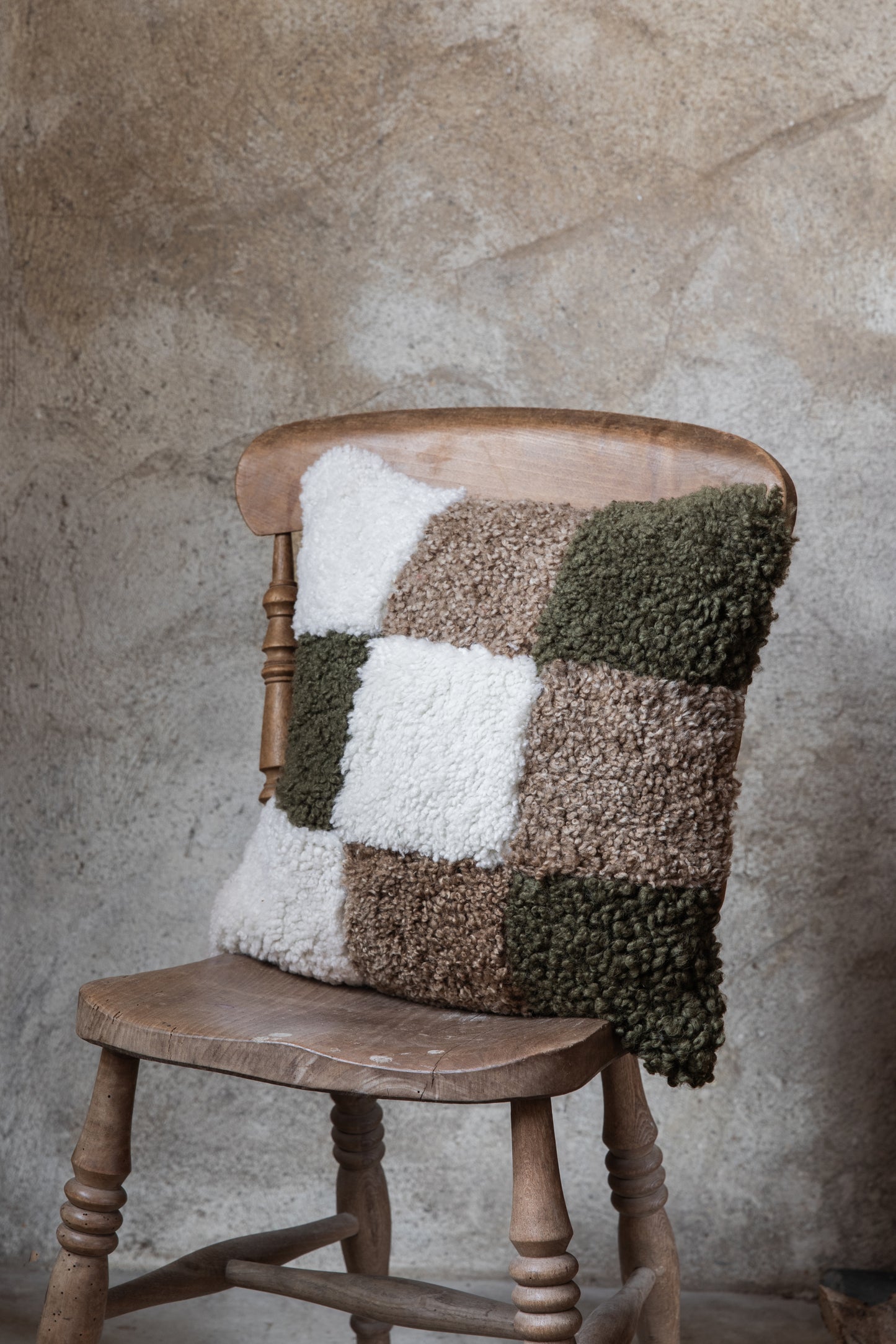 Patchwork Sheepskin Cushion