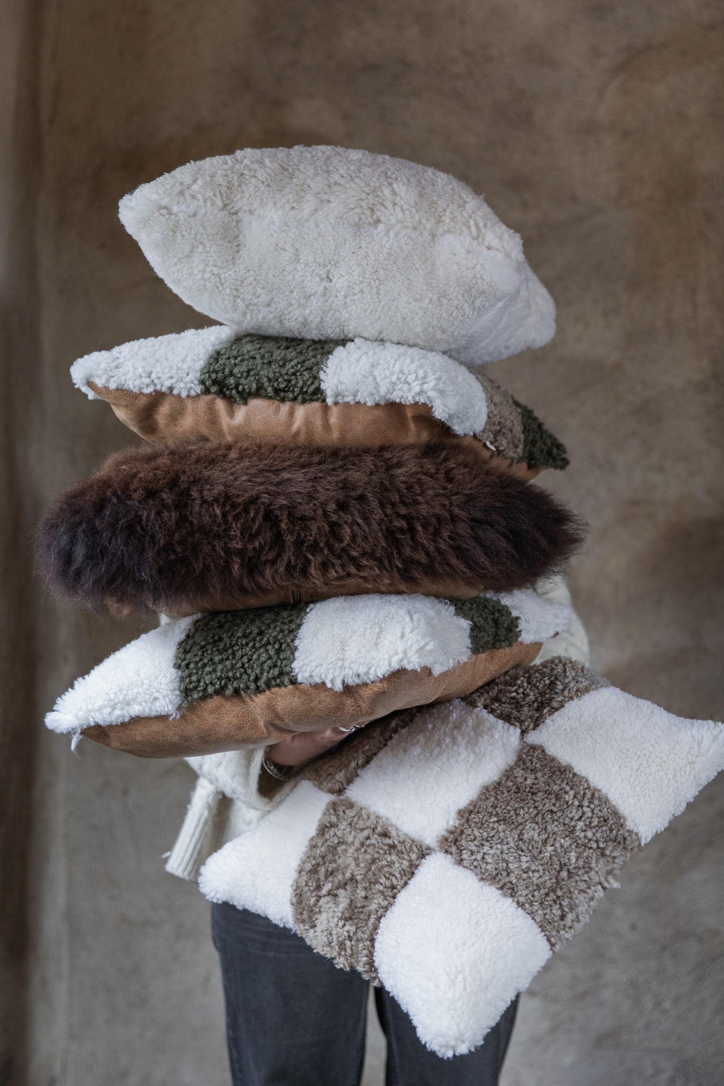 Patchwork Sheepskin Cushion