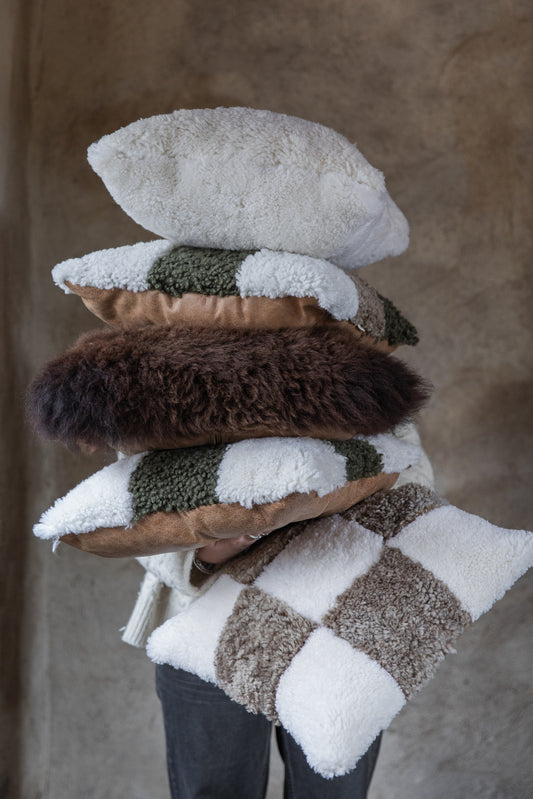 Patchwork Sheepskin Cushion