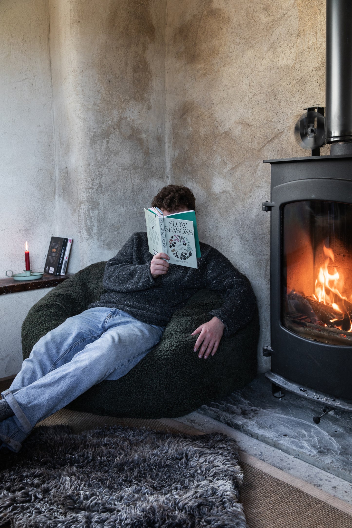 Giant Cropped Sheepskin Bean Bag
