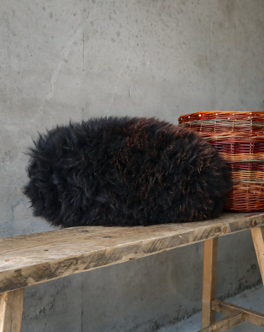 Brown Closewool Oval Cushion