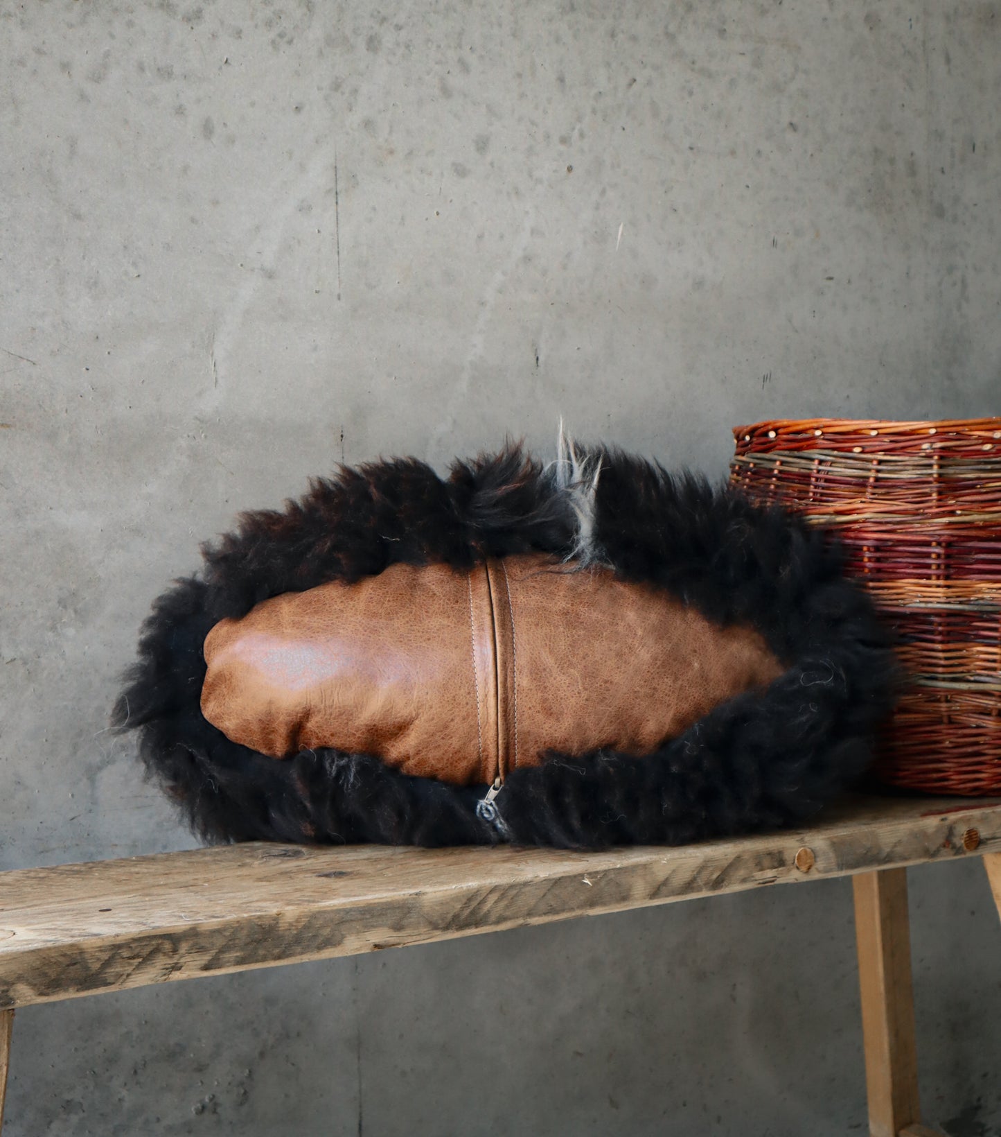 Brown Closewool Oval Cushion