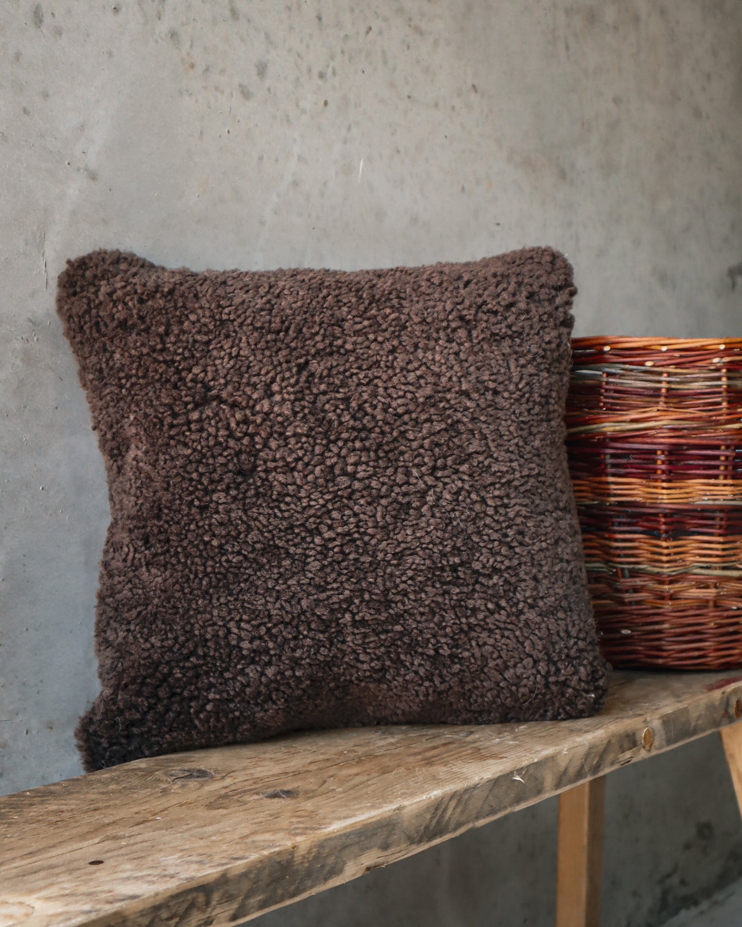 Chocolate Brown Cropped Sheepskin Cushion