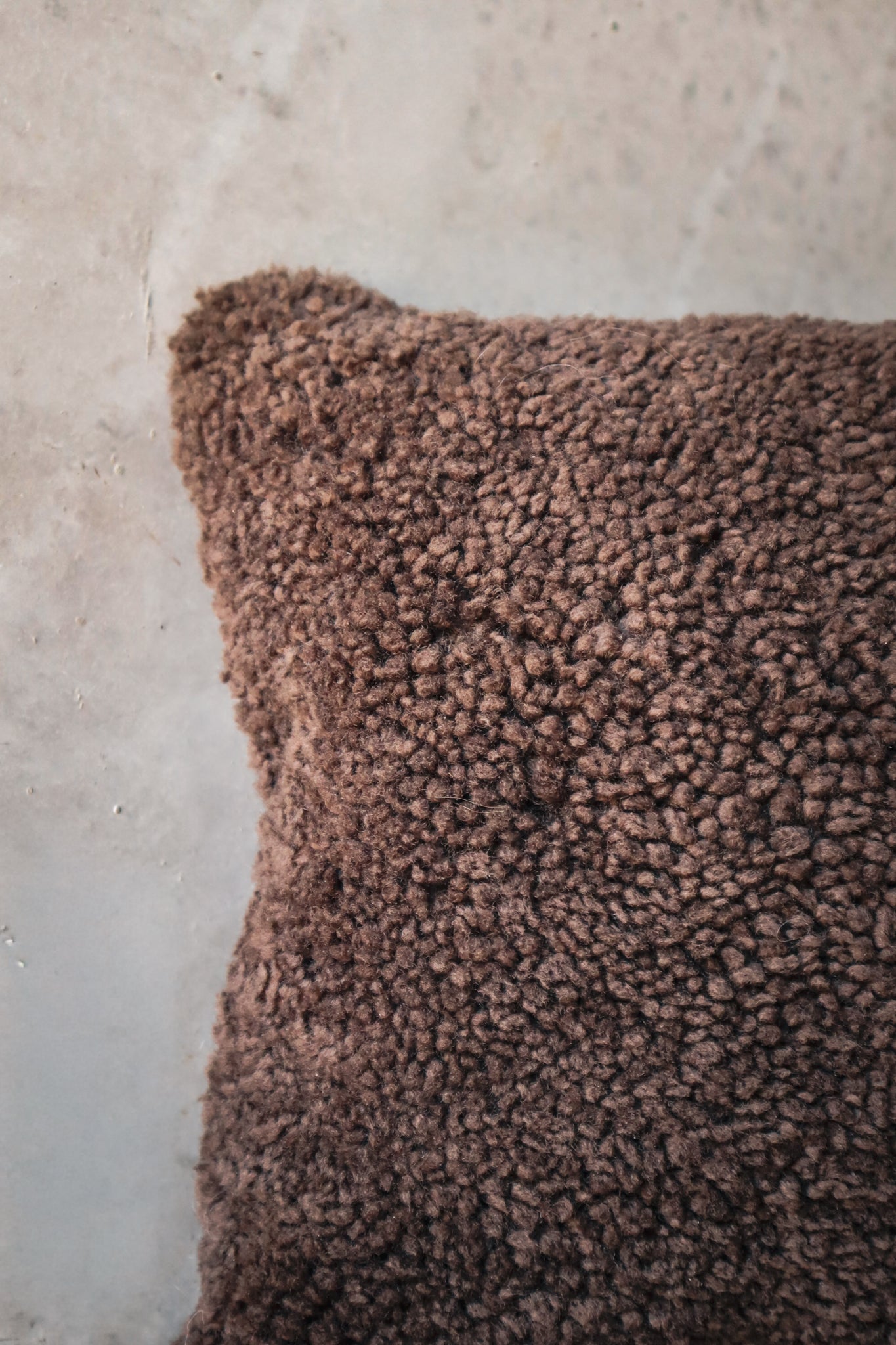 Chocolate Brown Cropped Sheepskin Cushion