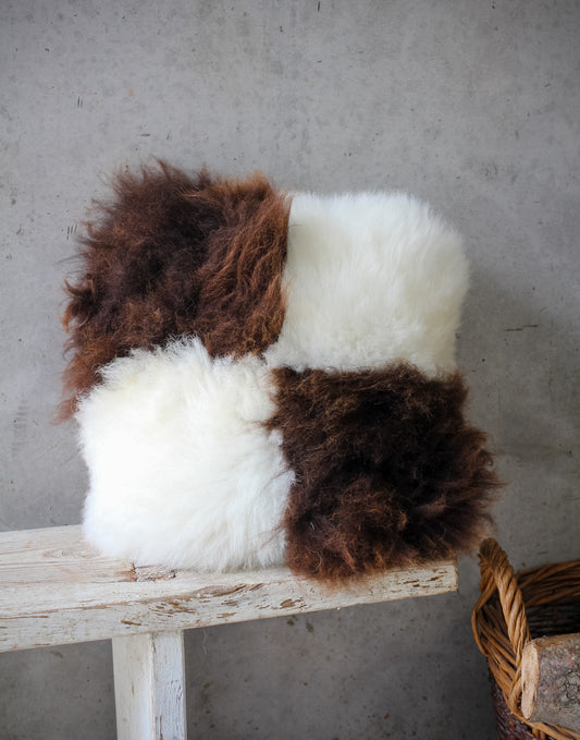 White and Brown Closewool Cushion