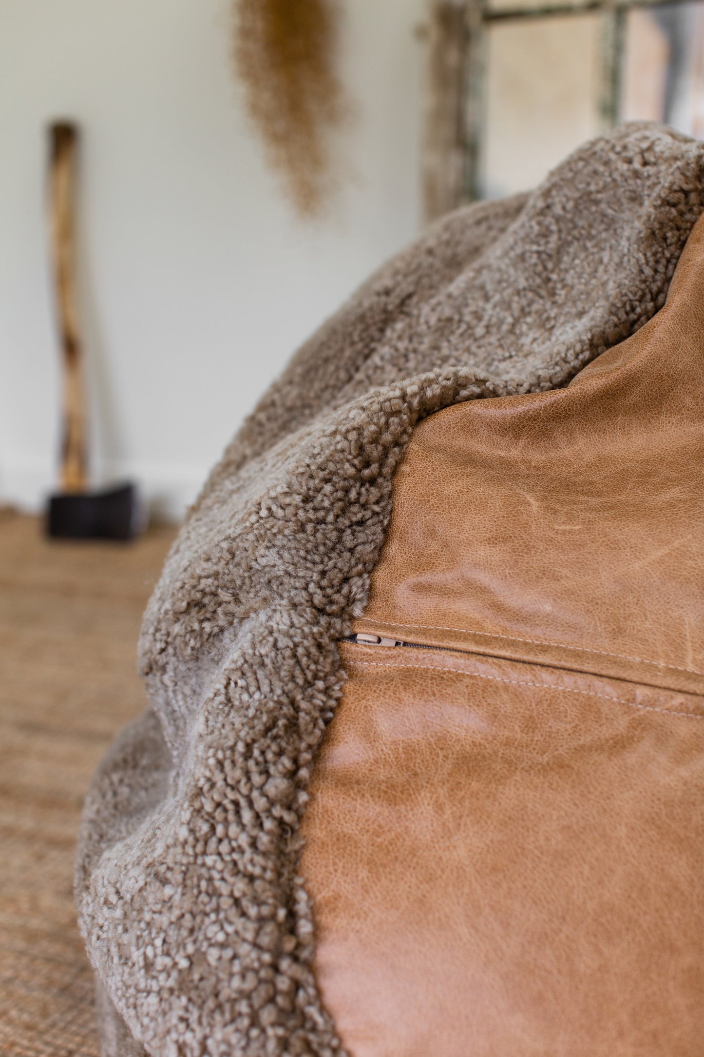 Giant Cropped Sheepskin Bean Bag