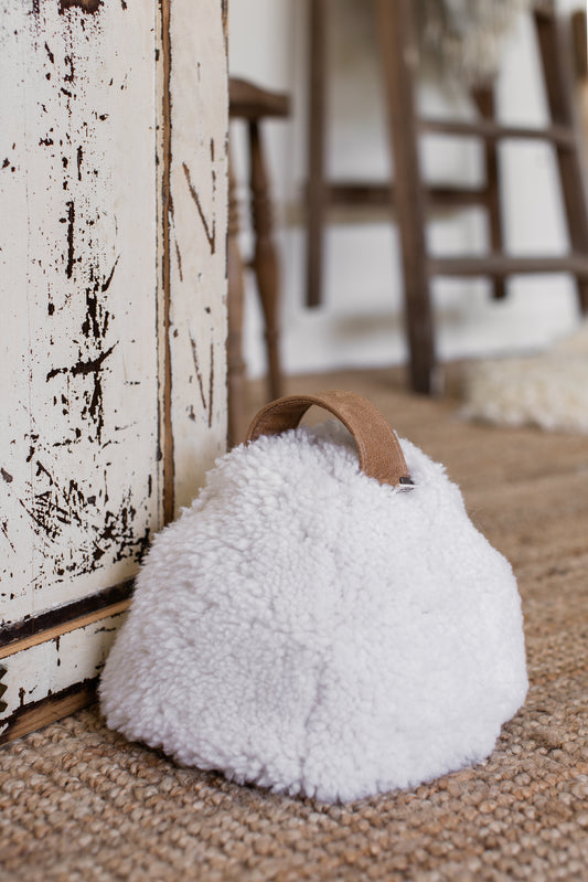 Cropped Sheepskin Doorstop White