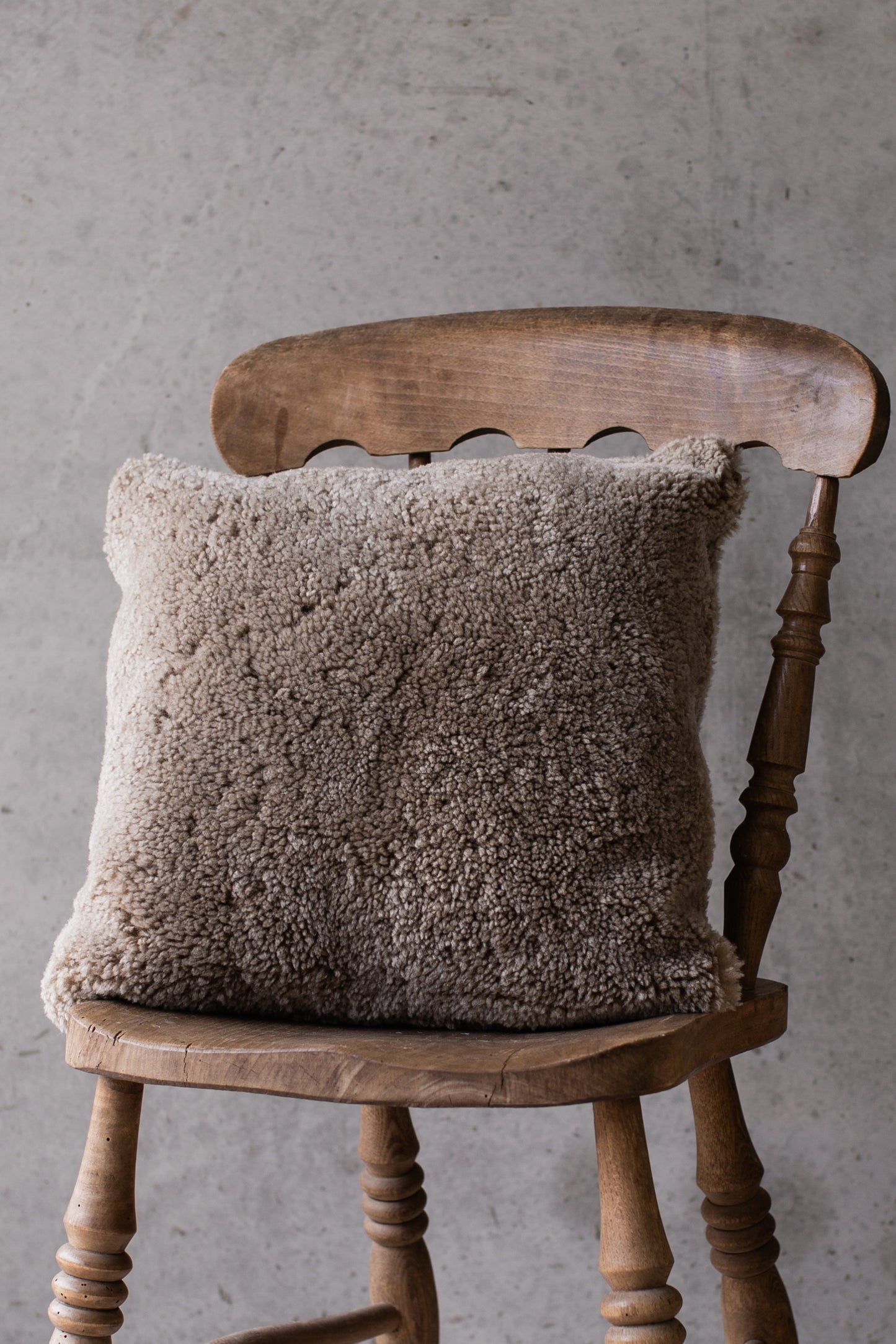 Brown Cropped Sheepskin Cushion