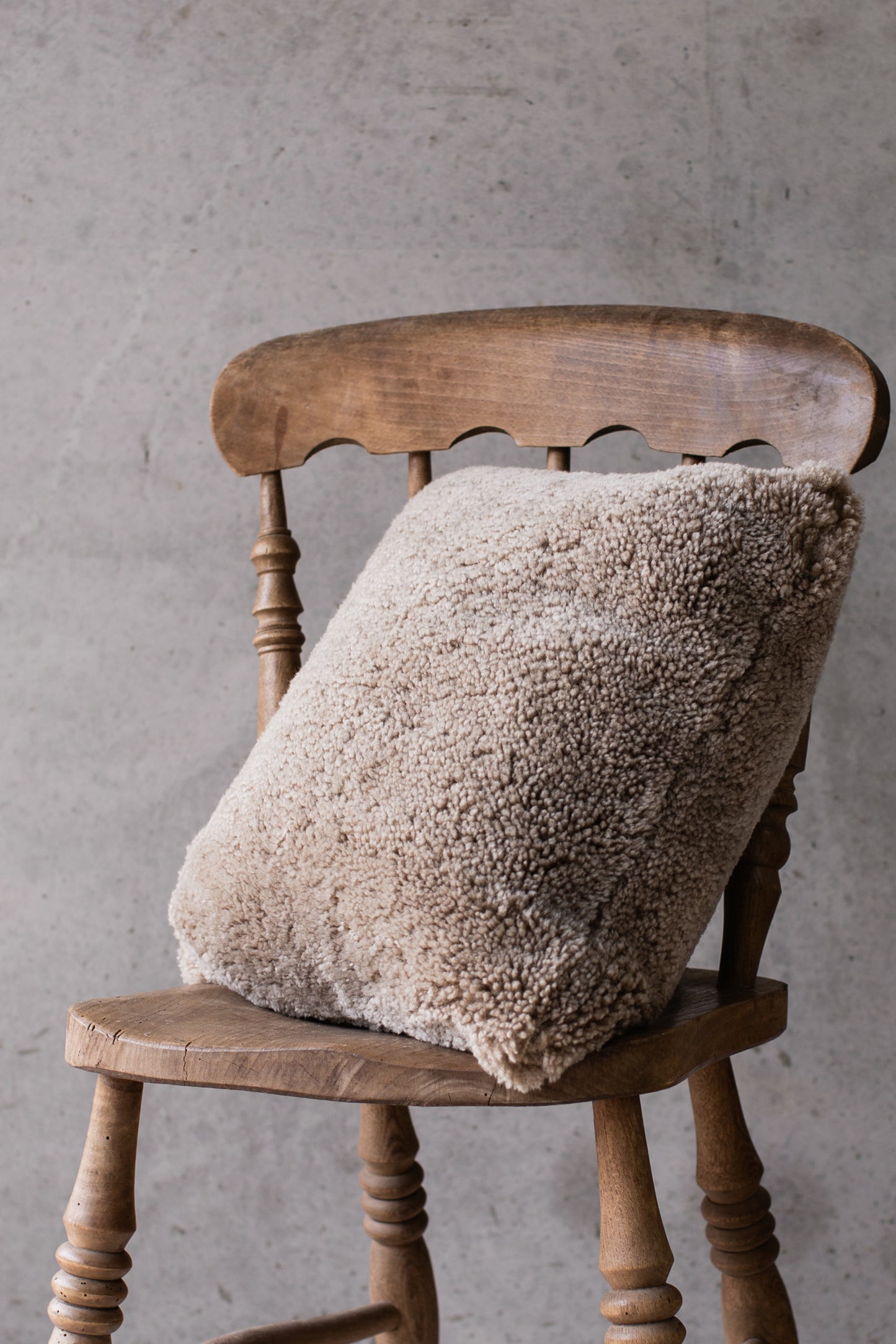 Brown Cropped Sheepskin Cushion