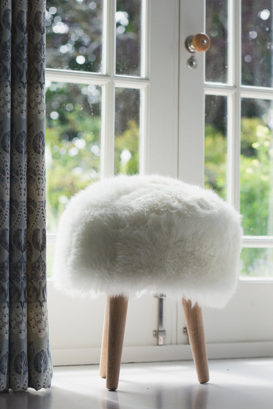 White Devon Closewool 3 Legged Stool